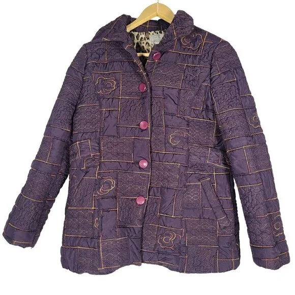 Sun Light Made in Italy Women's Quilted Gold/Purple Jacket Size Medium - Picture 1 of 10